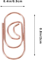 COHEALI 100Pcs Small Crescent Shaped Paper Clips Metal Decorative Clips Rose Gold Multi-Use Office Document Fasteners for Bills and School Supplies