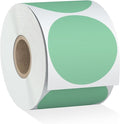 Misofuki 2" 750 Labels Green Circle Direct Thermal Stickers Labels Roll Compatible with Zebra, Rollo, MUNBYN, Self-Adhesive Round Direct Thermal Labels