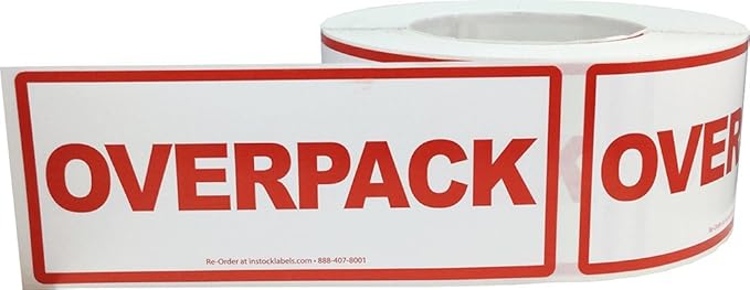 Air Specialty Overpack Labels 2 1/2 x 6 Inch 500 Adhesive Stickers Per Roll