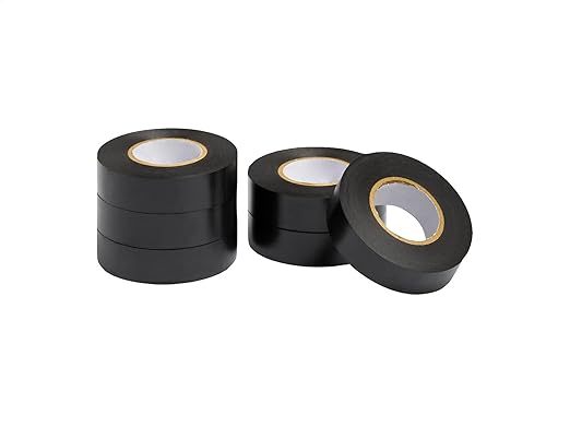 Amazon Basics Electrical Adhesive Tape, for Home DIY, Repairs, Electrical, Automotive and Equipment, 6-Pack, 3/4-inch by 60-feet, Black