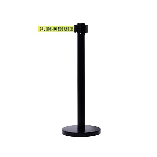 VIP Crowd Control Retractable Belt Queue Safety Stanchion Barrier Set, 36" Ht, 78" Caution Belt + Wall Bracket (6 Posts Belt+SFrame+WBracket) …