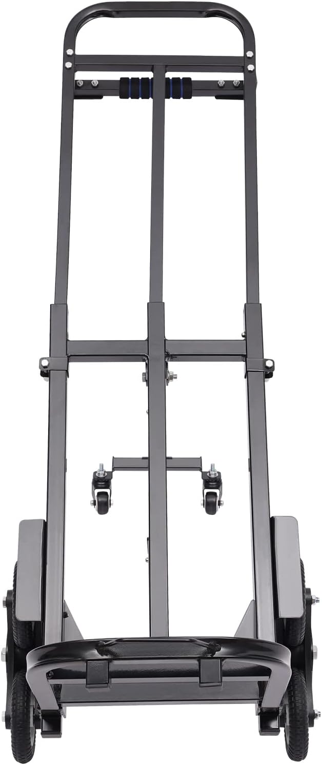 Stair Climbing Cart, Foldable Hand Truck with 6+2 Wheels, Stair Climber Hand Truck, Black 460lbs Heavy Duty Dolly Cart with Adjustable Height for Goods Warehouses Airports