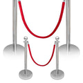 Stainless Steel Stanchions with Red Velvet Ropes, 4PCS Crowd Control Barriers Set with Fillable Weighted Base, No-Tool Assembly for Weddings, Events, Queue Management