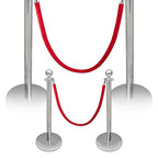 Stainless Steel Stanchions with Red Velvet Ropes, 4PCS Crowd Control Barriers Set with Fillable Weighted Base, No-Tool Assembly for Weddings, Events, Queue Management