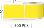Yellow Rectangle Sticker Labels 3×2 Inch Vinyl Stickers Color Coding Name Tags Roll Removable Waterproof 300 per Dispenser Box