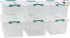 6 Pack 14 L Clear Storage Latch Box, Plastic Storage Bins with Lids