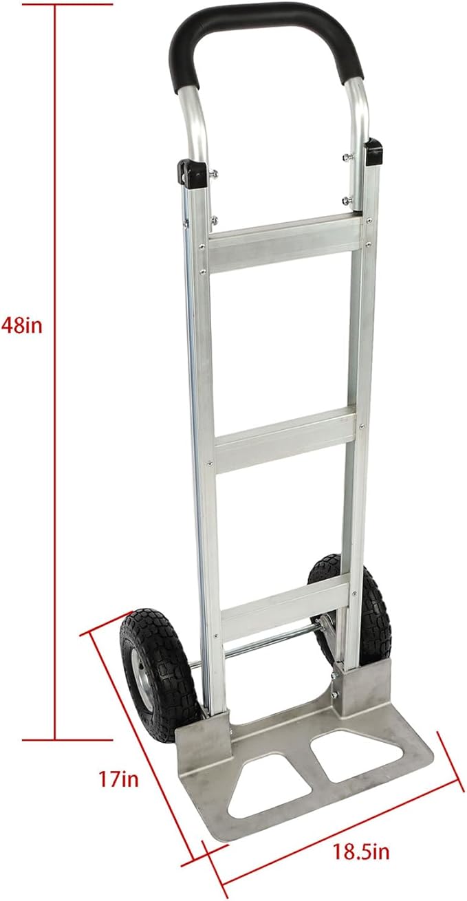 findmall 500 Lbs Capacity Dolly Aluminum Silver Hand Truck with Wide Wheels for Moving