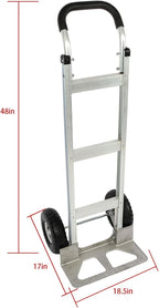 findmall 500 Lbs Capacity Dolly Aluminum Silver Hand Truck with Wide Wheels for Moving