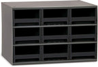 Akro-Mils Steel Garage Storage Cabinet, Small Parts Organizer Metal Cabinet for Hardware, Nails, Screws, Bolts, Nuts, and More, 17" W x 11" D x 11" H, 9-Drawer, Gray Cabinet/Black Drawers (19909)