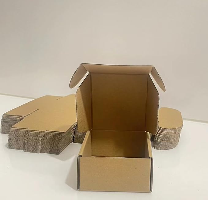 4x4x2 Inch Small Shipping Boxes Pack of 100, Brown Corrugated Cardboard Mailer Boxes for Packing Mailing Small Business Gift Packing