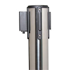 Crowd Control Warehouse CCW Series RBB-100 - Set of 2 Stanchion Retractable Belt Barriers - 11 Foot Blue Belt, Polished Stainless Steel Post - Easy Assembly