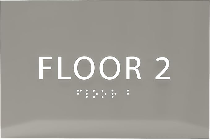 6" X4" Floor 2 Sign - ADA Compliant Tactile Graphics Grade 2 Braille Text | Wall Mount Plastic Directional Assistance, Floor Number Sign for Office, Schools, Hospitals, Apartments