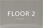 6" X4" Floor 2 Sign - ADA Compliant Tactile Graphics Grade 2 Braille Text | Wall Mount Plastic Directional Assistance, Floor Number Sign for Office, Schools, Hospitals, Apartments