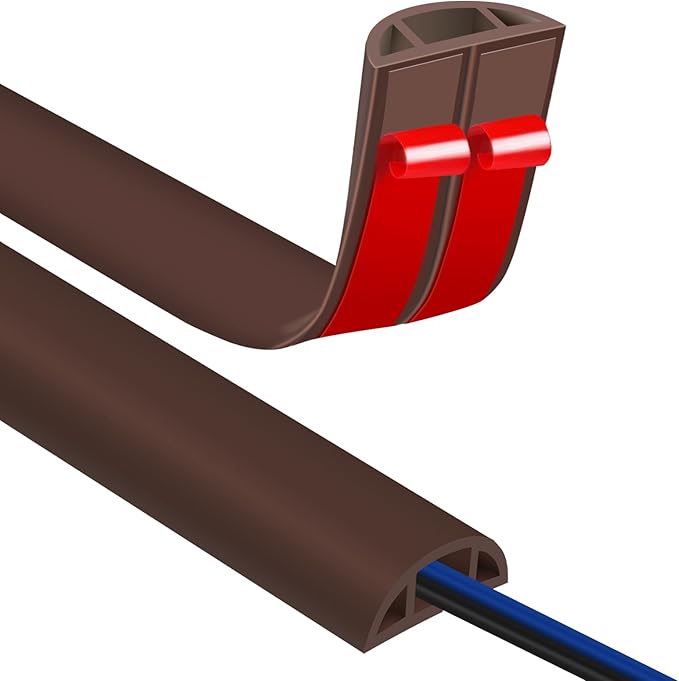 Floor Cord Covers for Wires 20FT Cable Hider Wire Cover Self Adhesive Cord Hider Floor for Offices, Homes, Workshops, Warehouses Cable Cavity 0.39" W x 0.27" H