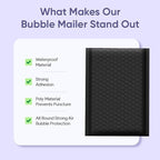 Black Large Poly Bubble Mailers 12x15 inch | Self Seal Padded Envelopes Cushioned Bubble Mailer | Usable Size 12x15 | WaterProof | Lightweight mailing Shipping Bags | 50 Pack Bulk