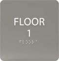 Clean Grey ADA Floor 1 Sign with Braille – Made from Durable Acrylic and Ready to Mount