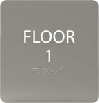 Clean Grey ADA Floor 1 Sign with Braille – Made from Durable Acrylic and Ready to Mount