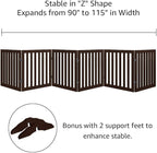 unipaws 120" Extra Wide Pet Gate, Free Standing Dog Gate for Doorways, Stairs, Foldable Puppy & Room Divider, Wooden Playpen for The House, Indoor Use (24" H, Espresso)