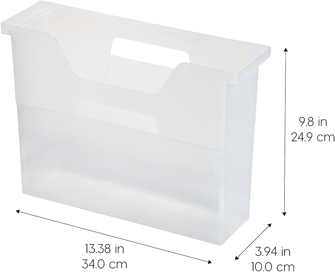 IRIS USA Small Portable Desktop File Box with Open Lid, 6 Pack, Side Handles, Hanging File Folders, Tabs & Inserts, Letter Size, Magazines, Newspapers, Mail, Books, Notebooks, Clear