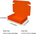 12 Pcs 14.2 x 11.8 x 2.4 inches Large Szie Corrugated Cardboard Gift Boxes Recyclable Shipping Boxes for Mailing & Holidays, Wedding, Birthday, Gifts Packaging (Orange Red, 14.2 x 11.8 x 2.4")