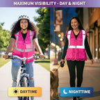 Lace-Mesh Safety Vest for Women & Men - Breathable, High Visibility Vest with Zipper & ANSI Class 2 Reflective Strips
