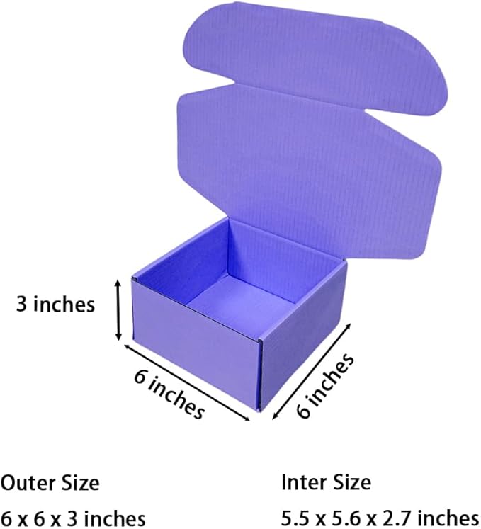 15 Pcs 6 x 6 x 3 inches Corrugated Cardboard Gift Boxes Recyclable Shipping Boxes for Mailing & Holidays, Wedding, Birthday, Gifts Packaging (Lavender, 6 x 6 x 3")