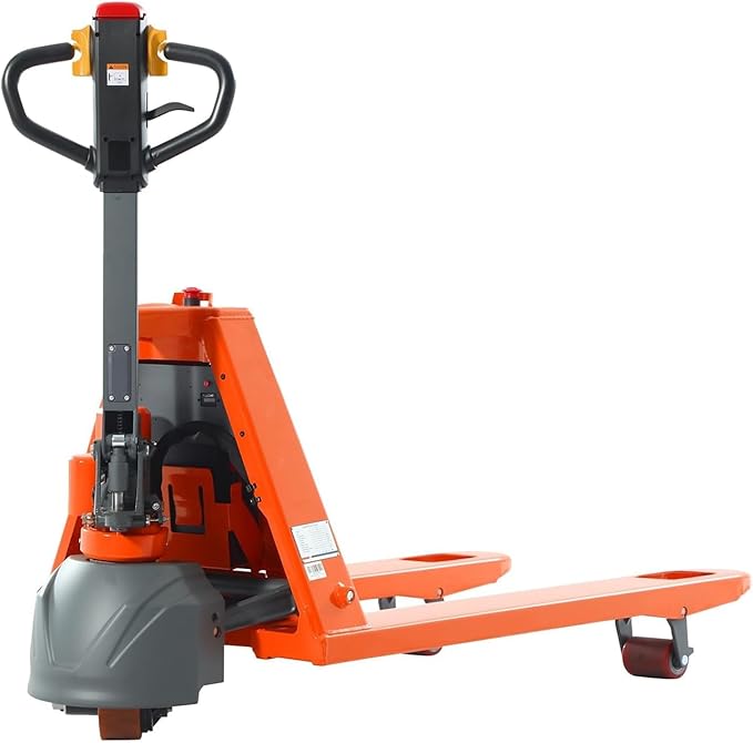 Tory Carrier Full Electric Pallet Jack Truck, 3300lbs Capacity Motorized Pallet Lift Trucks, 48" x 27" Fork Size Powered Lithium Battery Truck for Indoor Storage and Material Handling Orange-EPJ3300