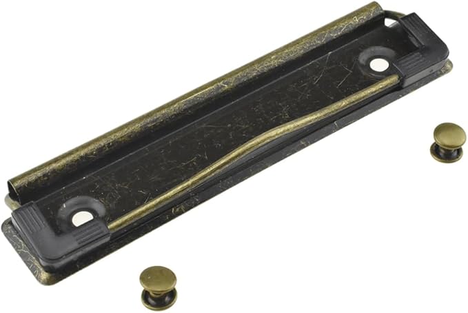 HAHIYO 4.72 Inches Vintage Bronze Metal Mountable Clipboard Clips - 5 Pack, Durable Spring Loaded Clip with Rubber Grips and Rivets Document File Wood Plastic Clip Board for Office School Home