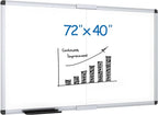 VIZ-PRO Magnetic Dry Erase Board, 72 X 40 Inches, Foldable Wall-Mounted Whiteboard with Silver Aluminum Frame & Marker Tray for School Office and Home
