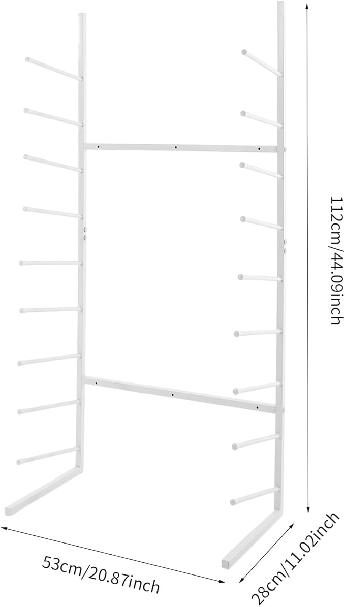Wall Mount Art Print Blueprint Holder, 9-Tier Blueprint Holder, 20.87'' x 11.02'' x 44.09'' Blueprint Storage Rack for Working with Blueprints and Rolled Documents (White)