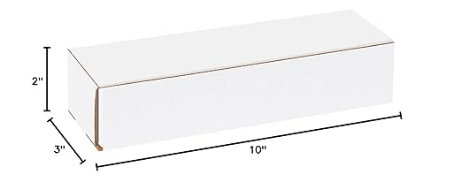 Box USA BM1032 10"L x 3"W x 2"H, White (Pack of 50)