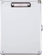 Vaultz Whiteboard Locking Storage Clipboard, Holds 8.5 x 11 Sheets, White/Silver/Black