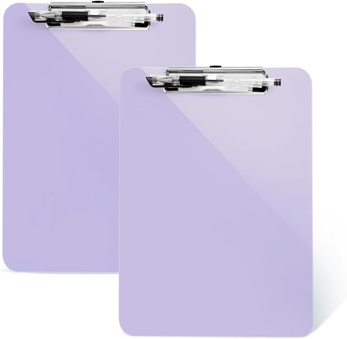 2 PCS Purple Clipboard with Pen Holder,Standard A4 Letter Size,Nursing Clip Boards 8.5x11 Heavy Duty,Low Profile Clipboards for Women Kids Teacher,School Office Home