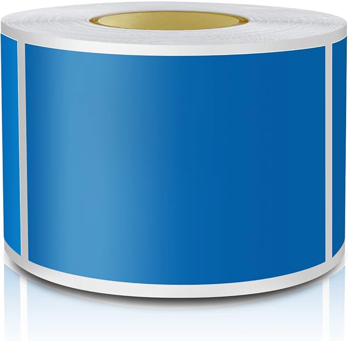Blue Rectangle Sticker Labels 3×2 Inch Vinyl Stickers Color Coding Name Tags Roll Removable Waterproof 300 per Dispenser Box