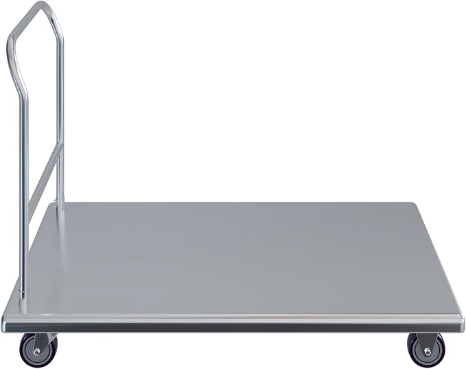 AmGood Stainless Steel Platform Cart. 24 in. Wide x 48 in. Long x 32 in. High. Push Dolly Flatbed Cart with Handle.
