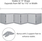 unipaws 120" Extra Wide Pet Gate, Free Standing Dog Gate for Doorways, Stairs, Foldable Puppy & Room Divider, Wooden Playpen for The House, Indoor Use (24" H, Grey)