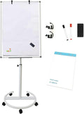 Mobile Dry Erase Board – 40x28 inches Height Adjustable Magnetic Portable Whiteboard Stand Easel White Board Flipchart Easel Board with 25 Sheets Paper Pad (40''x28'' White)