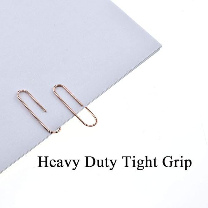 HAHIYO Paper Clips Sturdy 1.3 inches Length 180 Pack Paperclips Heavy Duty Tight Grip Rust Proof Reusable Metal Bright Rose Gold for Home Office School