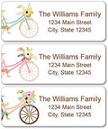 Personalized Return Address Labels - Charming Bicycles with Flowers - 60-1000 Custom Self-Adhesive Stickers