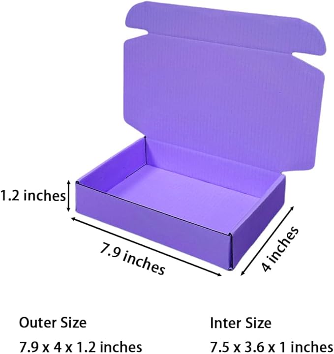 50 Pcs 7.9 x 4 x 1.2 inches Shipping Boxes for Small Business Cardboard Corrugated Mailer Boxes for Shipping Packaging Holidays Craft Gifts Phone Case Packaging (Lavender, 7.9 x 4 x 1.2")