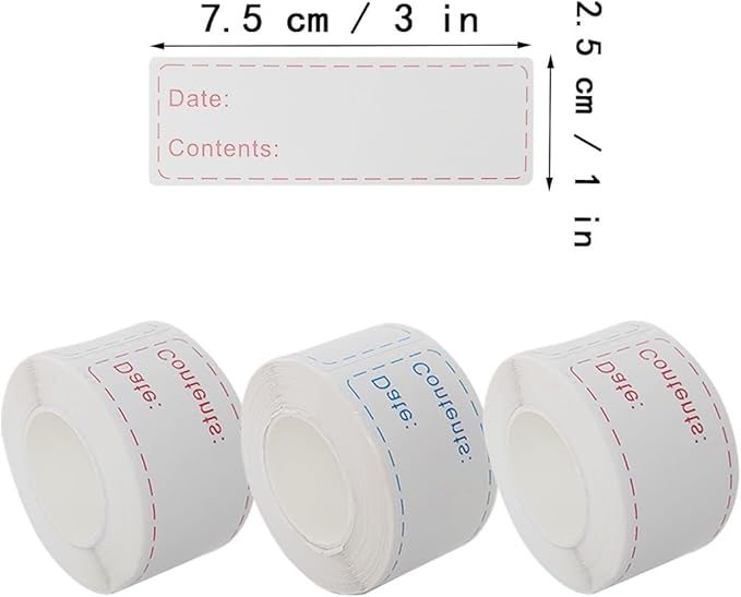 375 pcs Removable Freezers Labels, Freezer Label, 1" x 3" Freezers Refrigerator Food Label, Refrigerator Freezer Paper Label for Containers Kitchen Grocery Stores and Supermarket