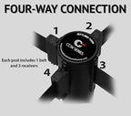 Montour Line MSR760 Set of 2 Retractable Belt Barrier Stanchion, Rubber Base, Black Powder Coated Post (35 ft Red with"NO Parking" White Letters Belt)