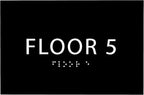 6" X4" Floor 5 Sign - ADA Compliant Tactile Graphics Grade 2 Braille Text | Wall Mount Plastic Directional Assistance, Floor Number Sign for Office, Schools, Hospitals, Apartments