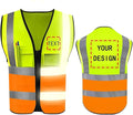 YOWESHOP High Reflective Visibility Safety Vest Custom Your Logo Safety Workwear with Reflective Strips and Front Zipper