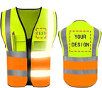 YOWESHOP High Reflective Visibility Safety Vest Custom Your Logo Safety Workwear with Reflective Strips and Front Zipper