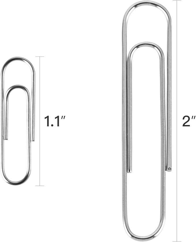 Paper Clips Assorted Sizes, Large PaperClips, Small PaperClips, Paper Clip, Paperclips, Pack of 3 Boxes of 100 Clips Each (300 Clips Total)
