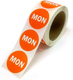 2" Round Orange Day of The Week Color Coding Self-Adhesive Labels, 500 per Roll (Mon)
