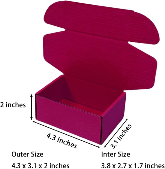 50 Pcs 4.3 x 3.1 x 2 inches Mini Size Corrugated Cardboard Gift Boxes Recyclable Shipping Boxes for Packing Jewelry Ornament Gift Craft Packaging Supplier (Cranberry, 4.3 x 3.1 x 2")