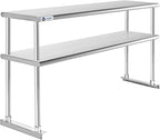 GRIDMANN NSF Stainless Steel Commercial Kitchen Prep & Work Table Plus A 2 Tier Shelf - 72 in. x 12 in.