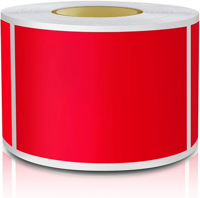 Red Rectangle Sticker Labels 3×2 Inch Vinyl Stickers Color Coding Name Tags Roll Removable Waterproof 300 per Dispenser Box